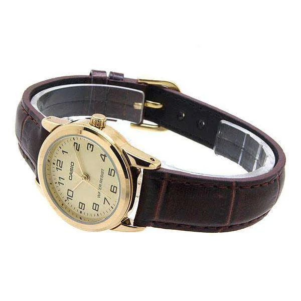 Casio LTP-V001GL-9B Brown Leather Watch for Women