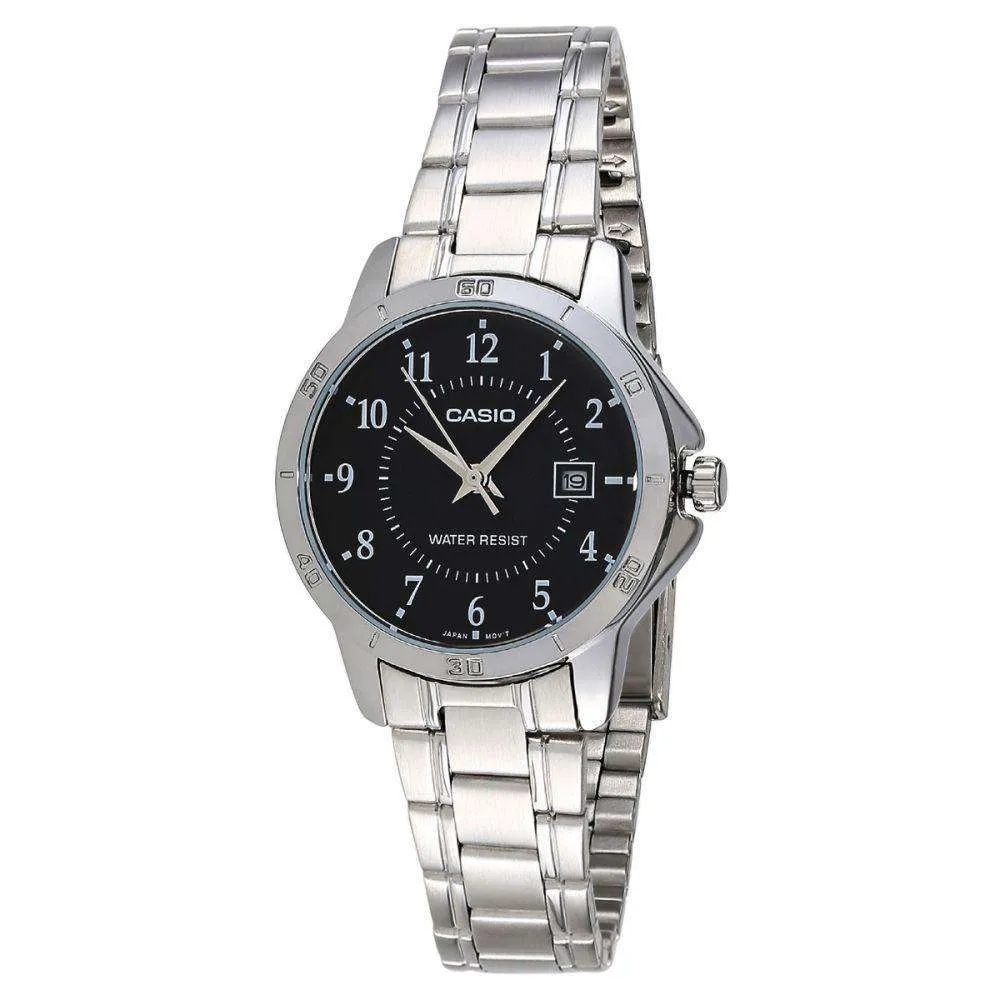 Casio LTP-V004D-1B Silver Stainless Steel Strap Watch for Women