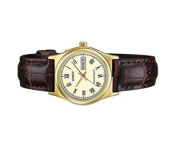 Casio LTP-V006GL-9B Brown Leather Strap Watch for Women