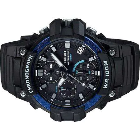 Casio MCW-110H-2AVDF Analog Chronograph Black Resin Strap Watch for Men