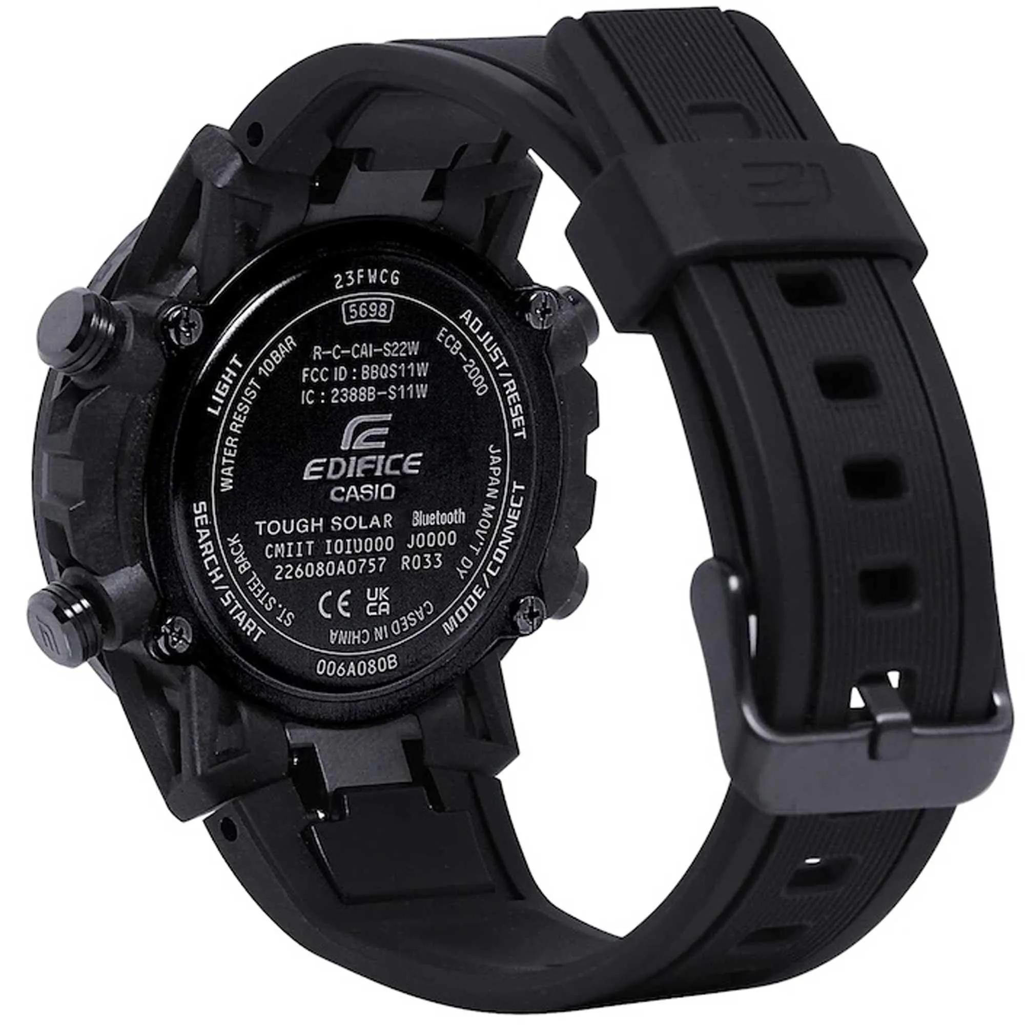 Casio Men's Watch - Edifice Sospensione Black Ana-Digi Dial Resin Strap | ECB2000PB-1A