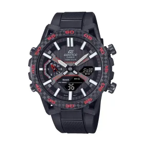 Casio Men's Watch - Edifice Sospensione Black Ana-Digi Dial Resin Strap | ECB2000PB-1A