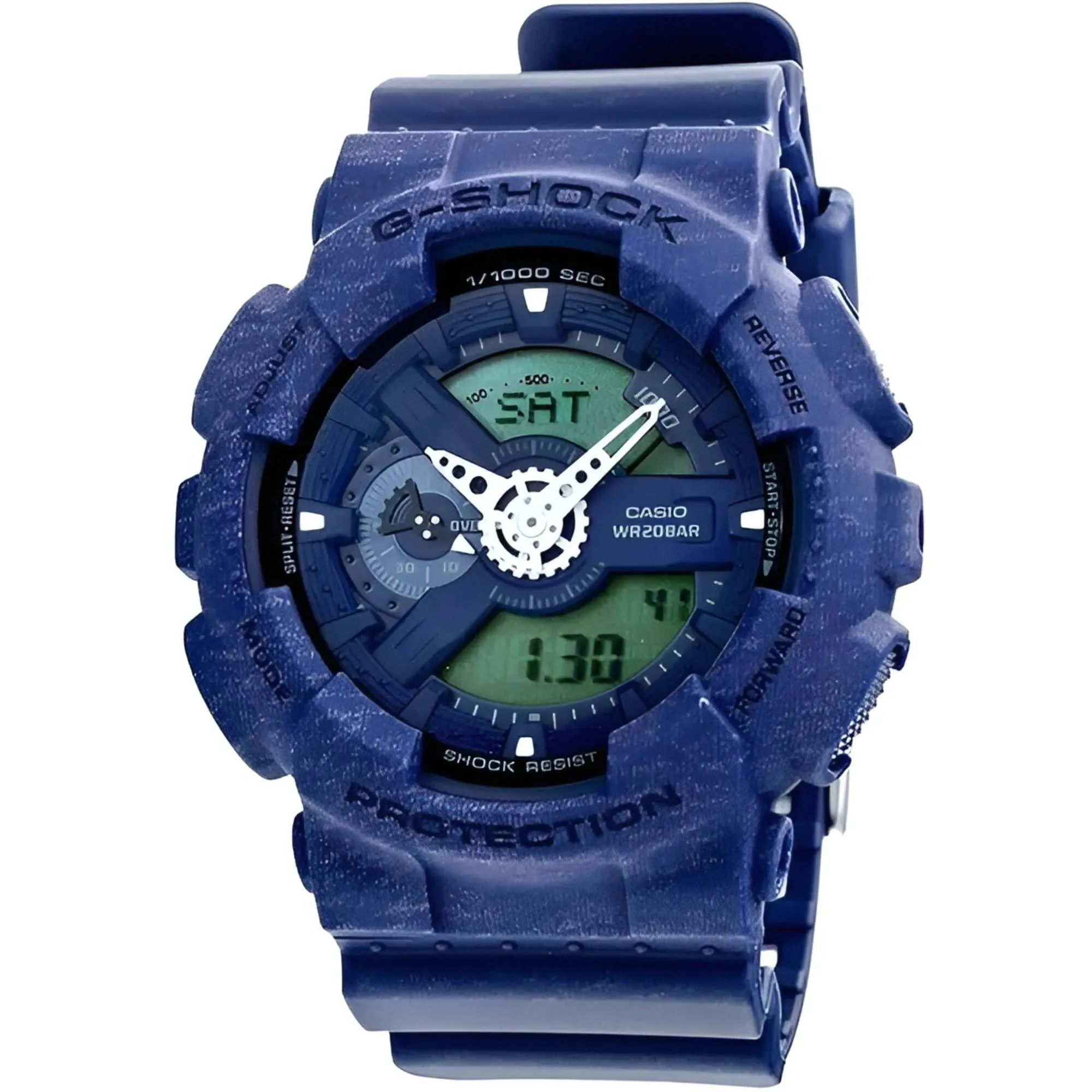 Casio Men's Watch - G-Shock Quartz Blue Resin Dial Strap Analog Digital | GA110HT-2A