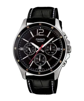 Casio MTP-1374L-1AVDF Black Leather Strap Watch for Men