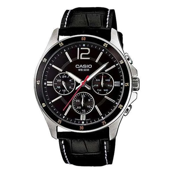 Casio MTP-1374L-1AVDF Black Leather Strap Watch for Men