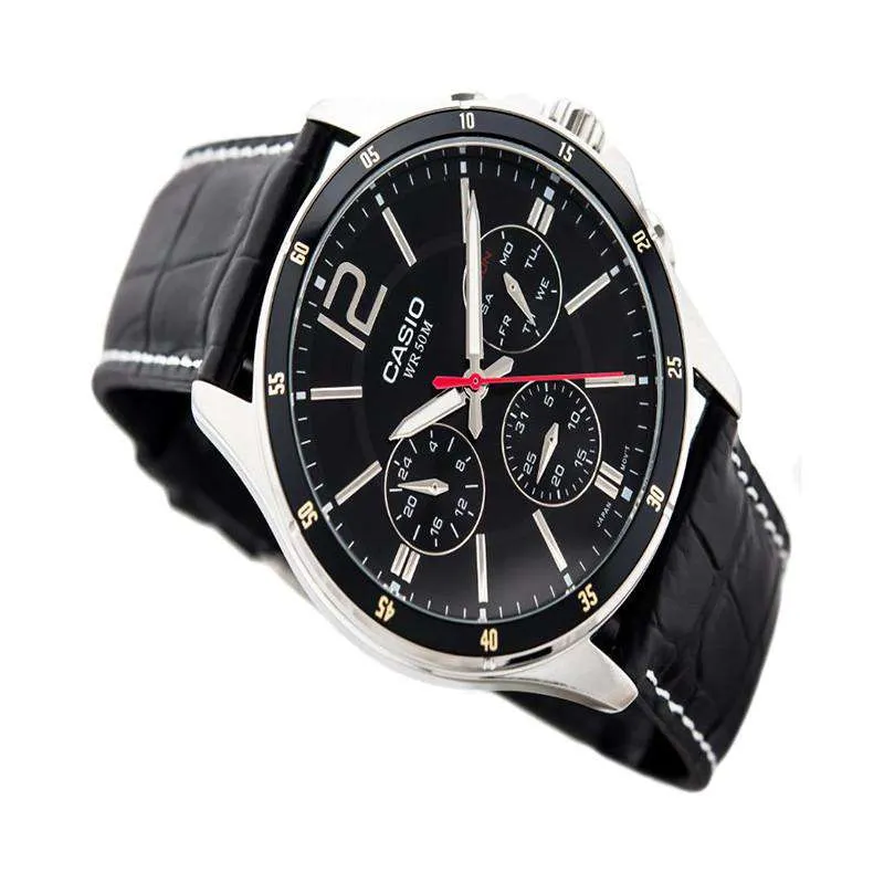 Casio MTP-1374L-1AVDF Black Leather Strap Watch for Men