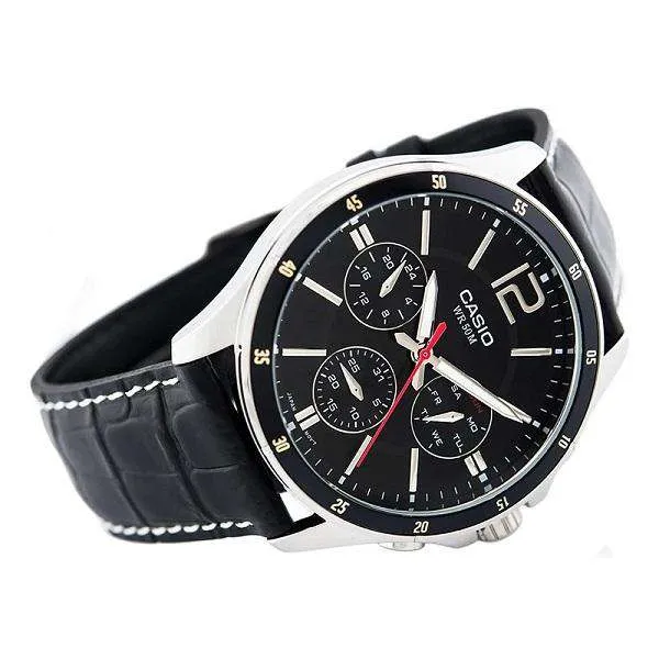 Casio MTP-1374L-1AVDF Black Leather Strap Watch for Men