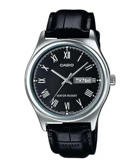 Casio MTP-V006L-1B Black Leather Watch for Men