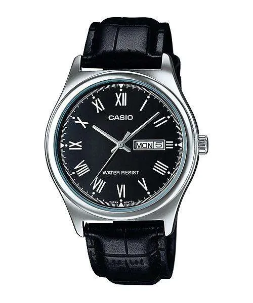 Casio MTP-V006L-1B Black Leather Watch for Men