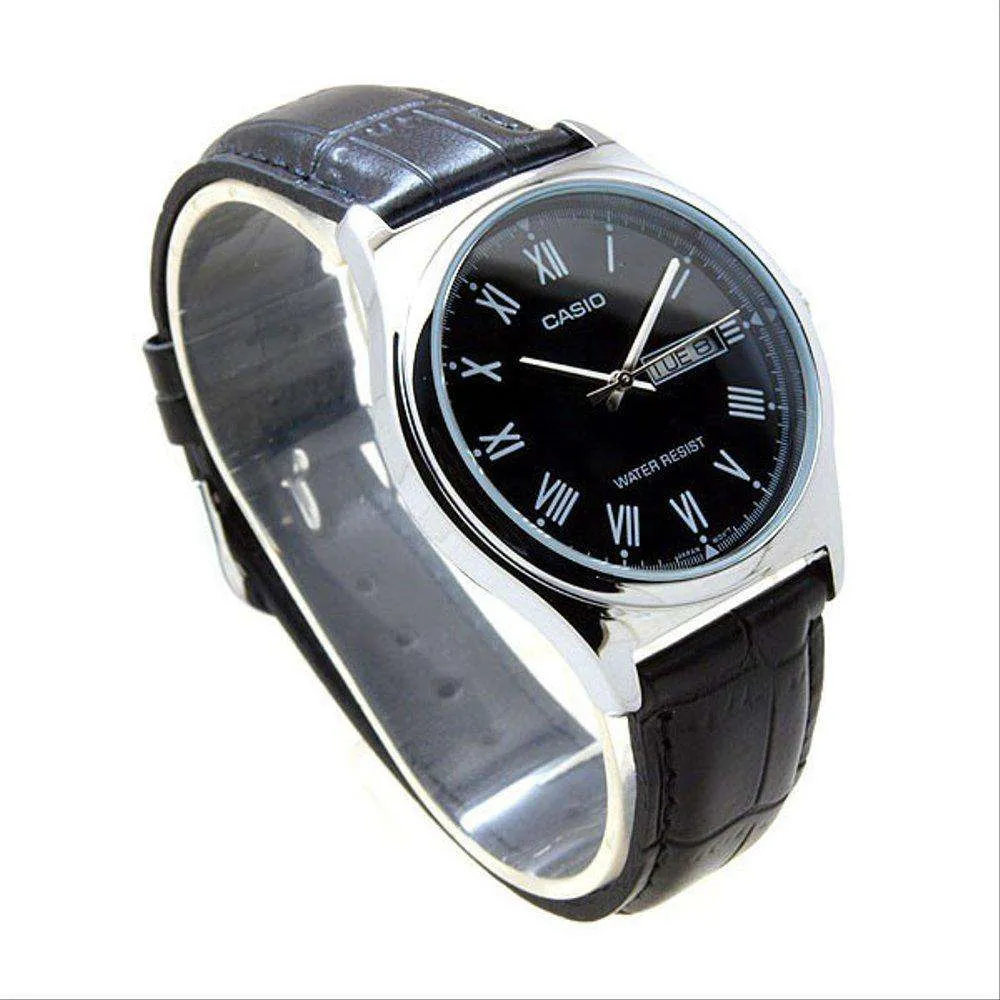 Casio MTP-V006L-1B Black Leather Watch for Men