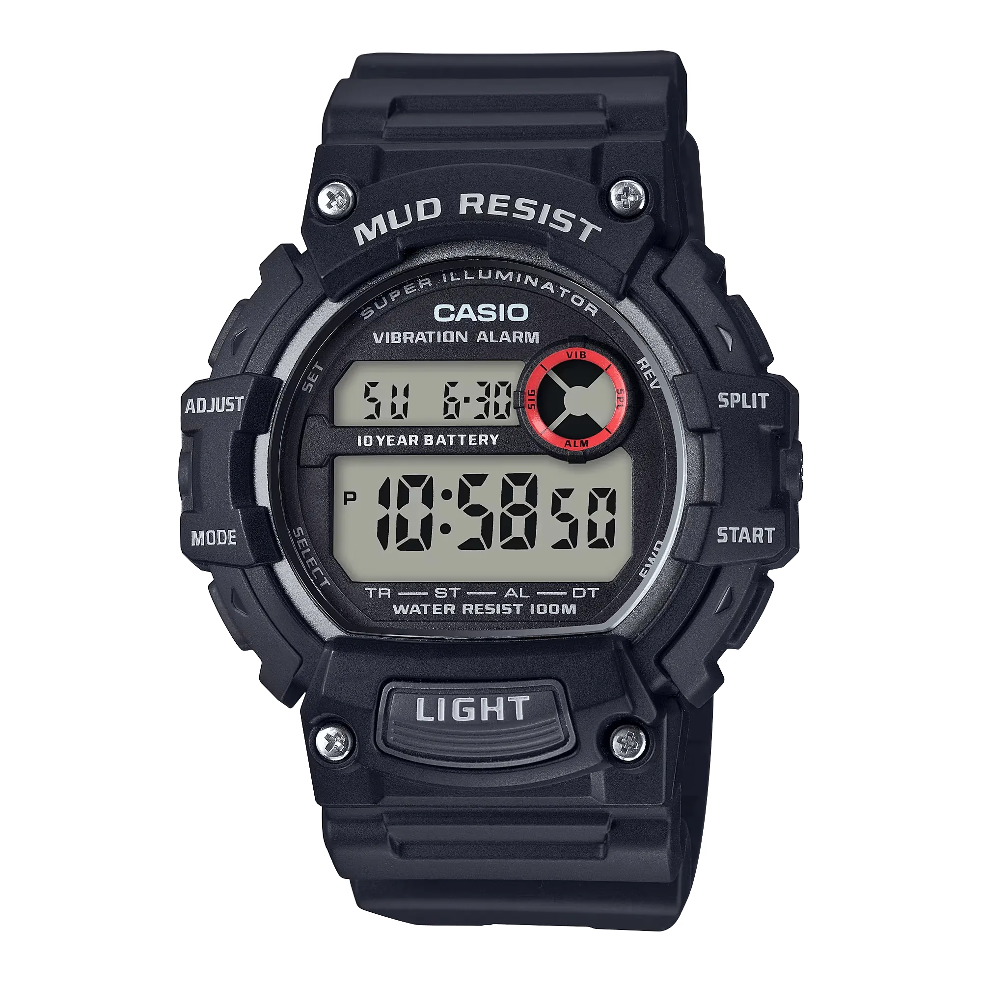 Casio Mud-Resistant Digital Watch w/ Vibration Alarm