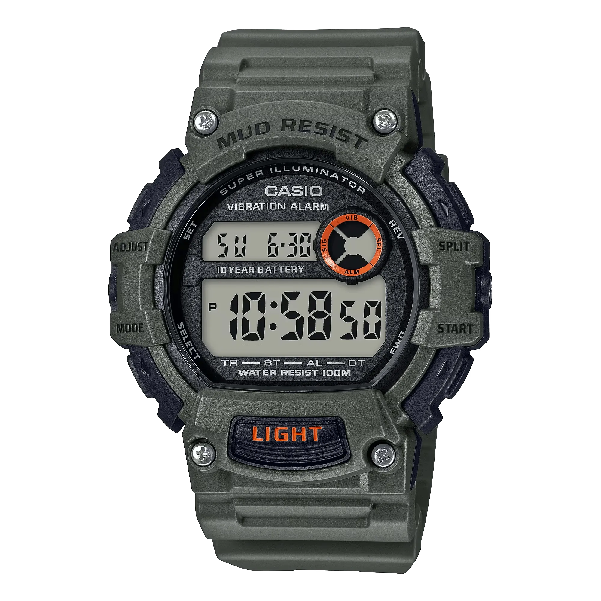 Casio Mud-Resistant Digital Watch w/ Vibration Alarm