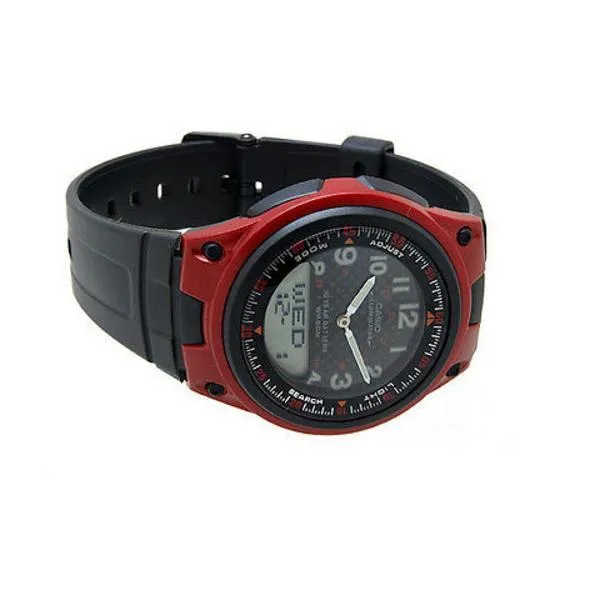 Casio Standard AW-80-4BVDF Red Dial/ Black Resin Strap Watch for Men