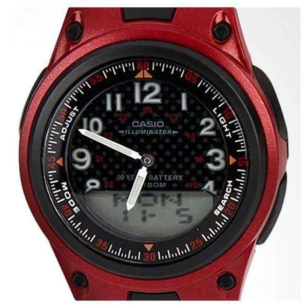 Casio Standard AW-80-4BVDF Red Dial/ Black Resin Strap Watch for Men