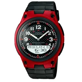 Casio Standard AW-80-4BVDF Red Dial/ Black Resin Strap Watch for Men