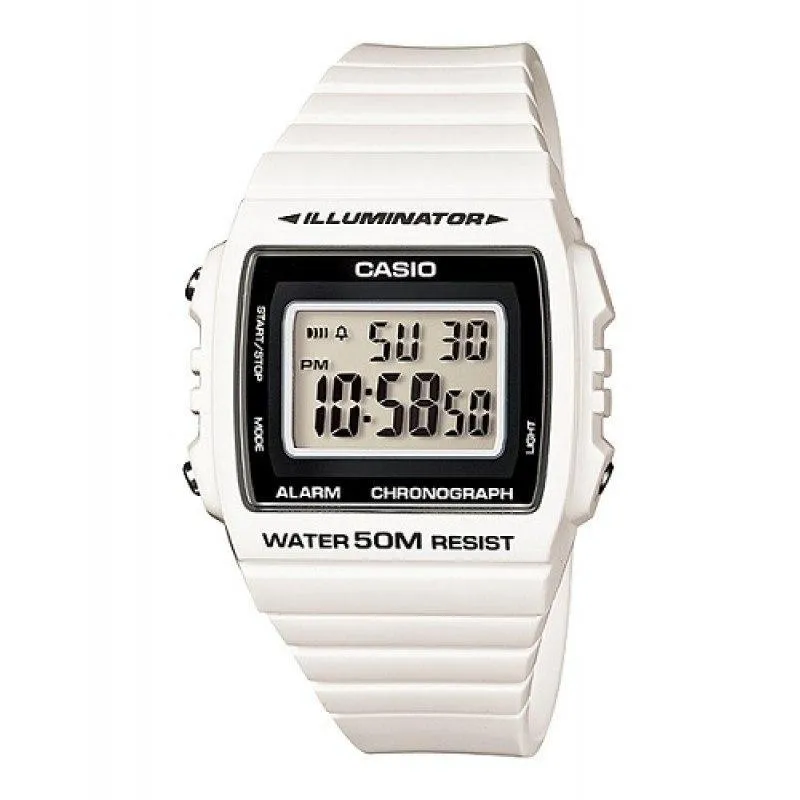 Casio W-215H-7A White Resin Strap Watch For Men and Women