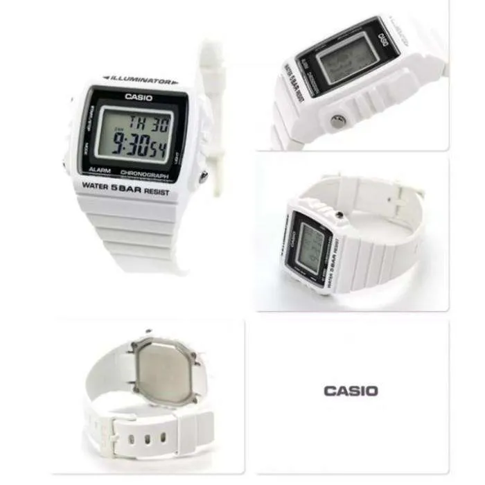 Casio W-215H-7A White Resin Strap Watch For Men and Women