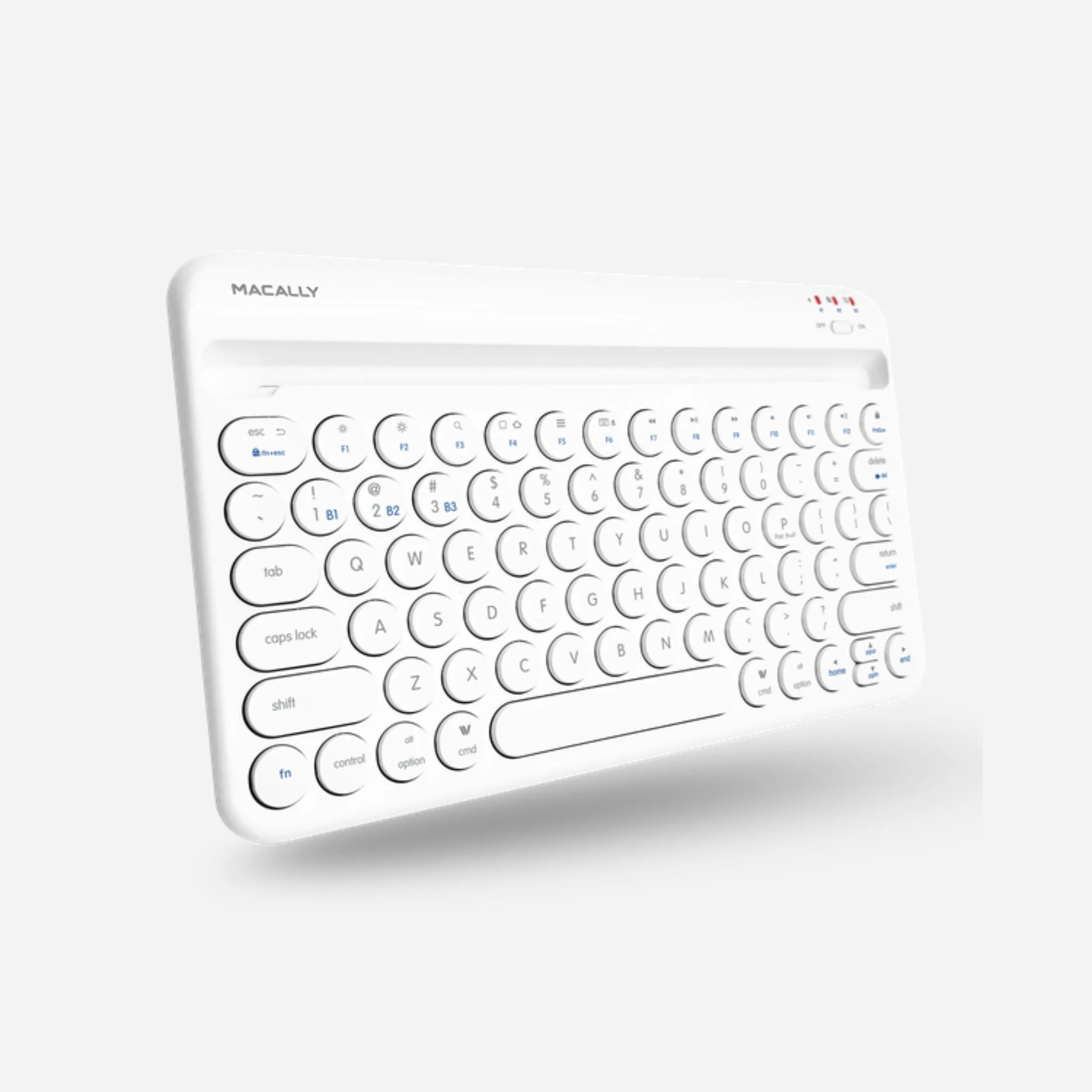 Compact Bluetooth Keyboard for Mac with iPhone or iPad Holder (White)