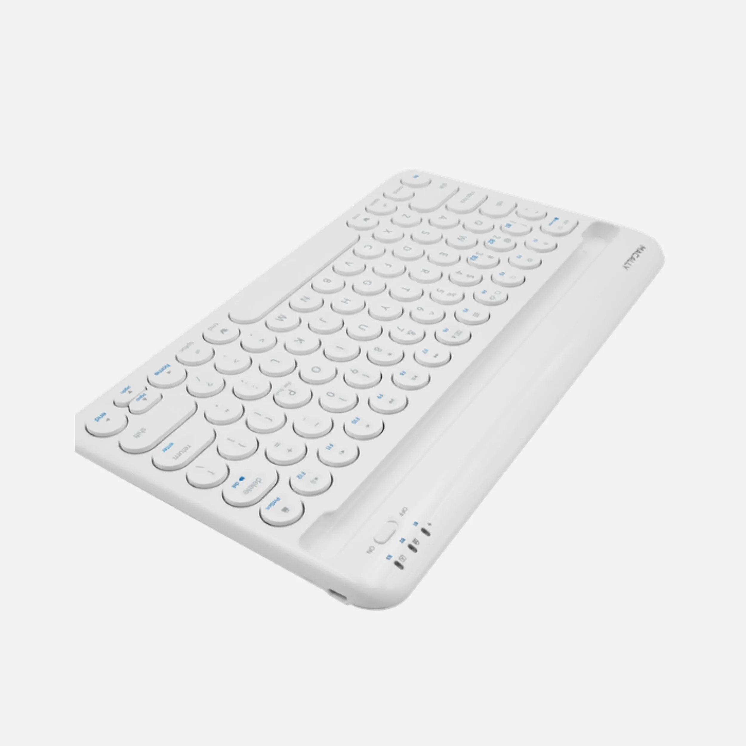 Compact Bluetooth Keyboard for Mac with iPhone or iPad Holder (White)