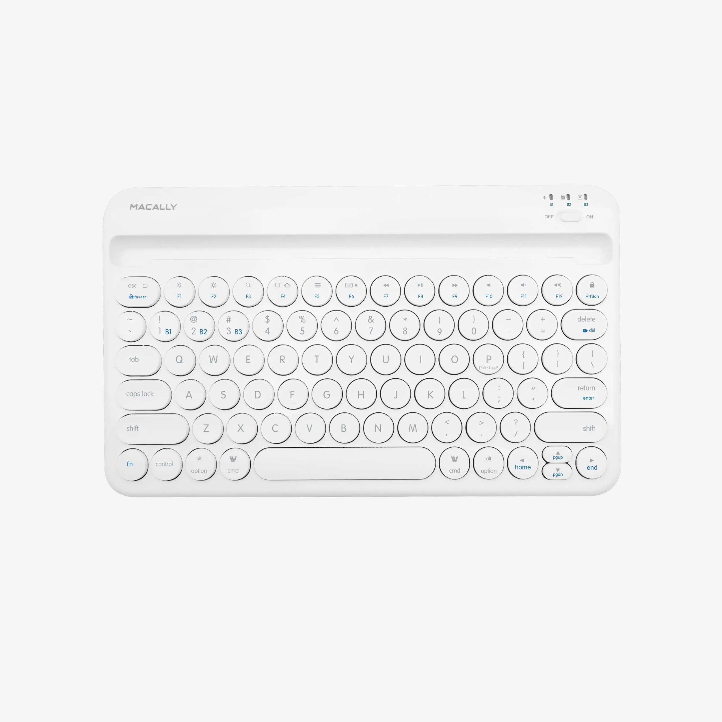 Compact Bluetooth Keyboard for Mac with iPhone or iPad Holder (White)