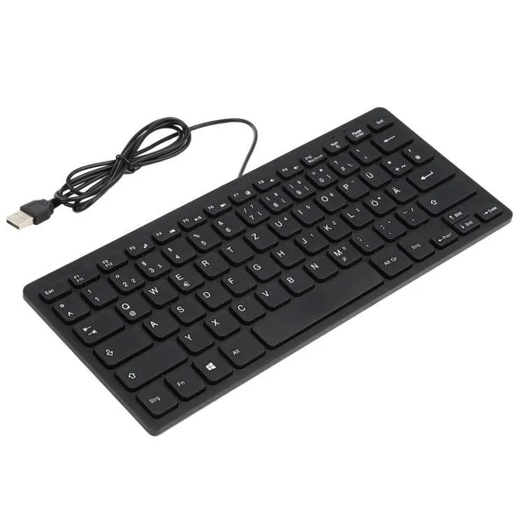 Compact German Mini Wired Keyboard with Ultra-thin Design