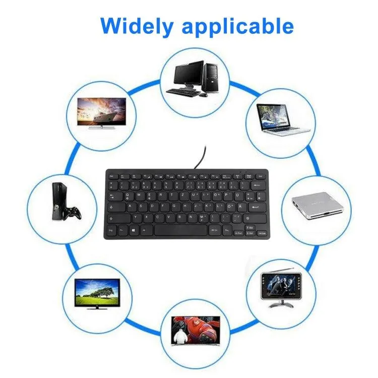 Compact German Mini Wired Keyboard with Ultra-thin Design