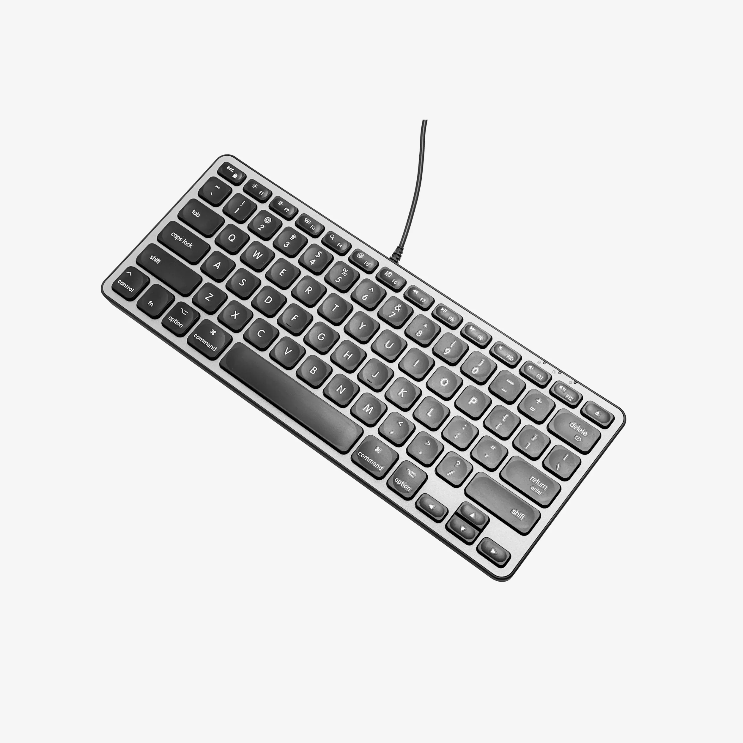 Compact Wired Keyboard with USB hub ports & Dual USB C / A