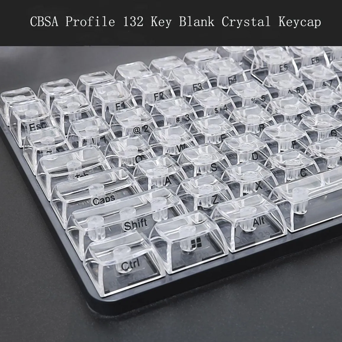 Crystal Clear Custom Keycap Set for MX Mechanical Keyboards - 132 Keys for Personalization