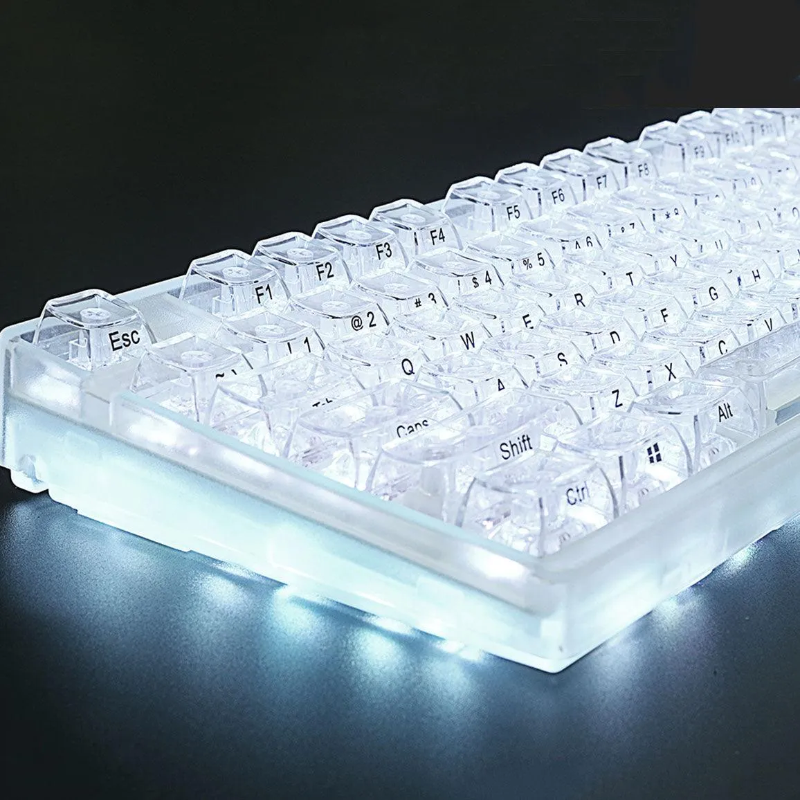 Crystal Clear Custom Keycap Set for MX Mechanical Keyboards - 132 Keys for Personalization