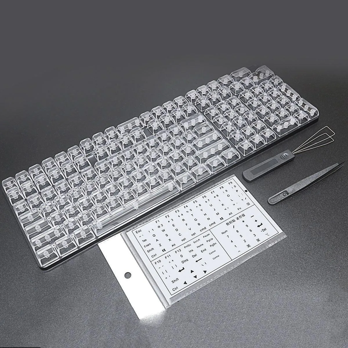 Crystal Clear Custom Keycap Set for MX Mechanical Keyboards - 132 Keys for Personalization