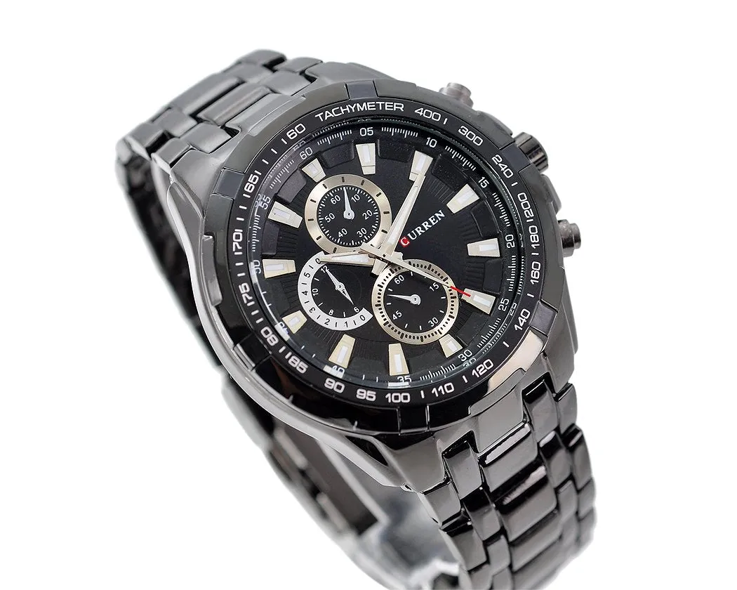 CURREN Quartz Stainless Steel Tachymeter Analog Mens Sport Watch