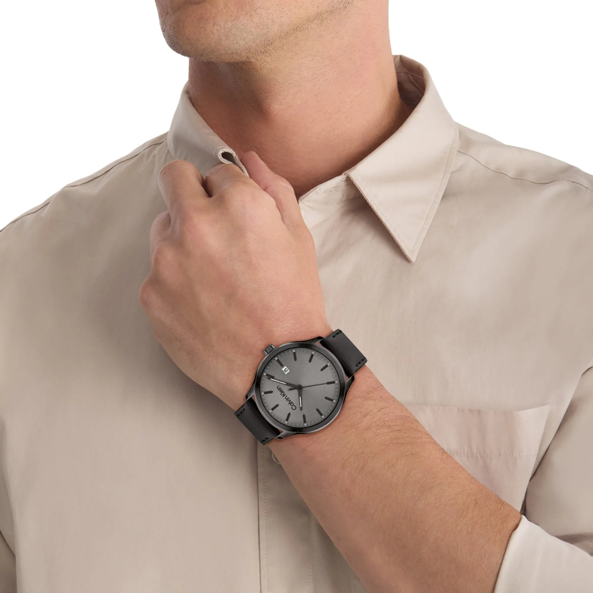 Define Men Grey Analog Leather Watch 25200355