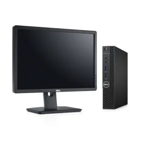 Dell OptiPlex 3050, Micro Desktop Bundled with 22" Monitor, Intel Core i5-6500T, 2.5GHz, 16GB RAM, 256GB SSD, Windows 10 Pro - Grade A Refurbished