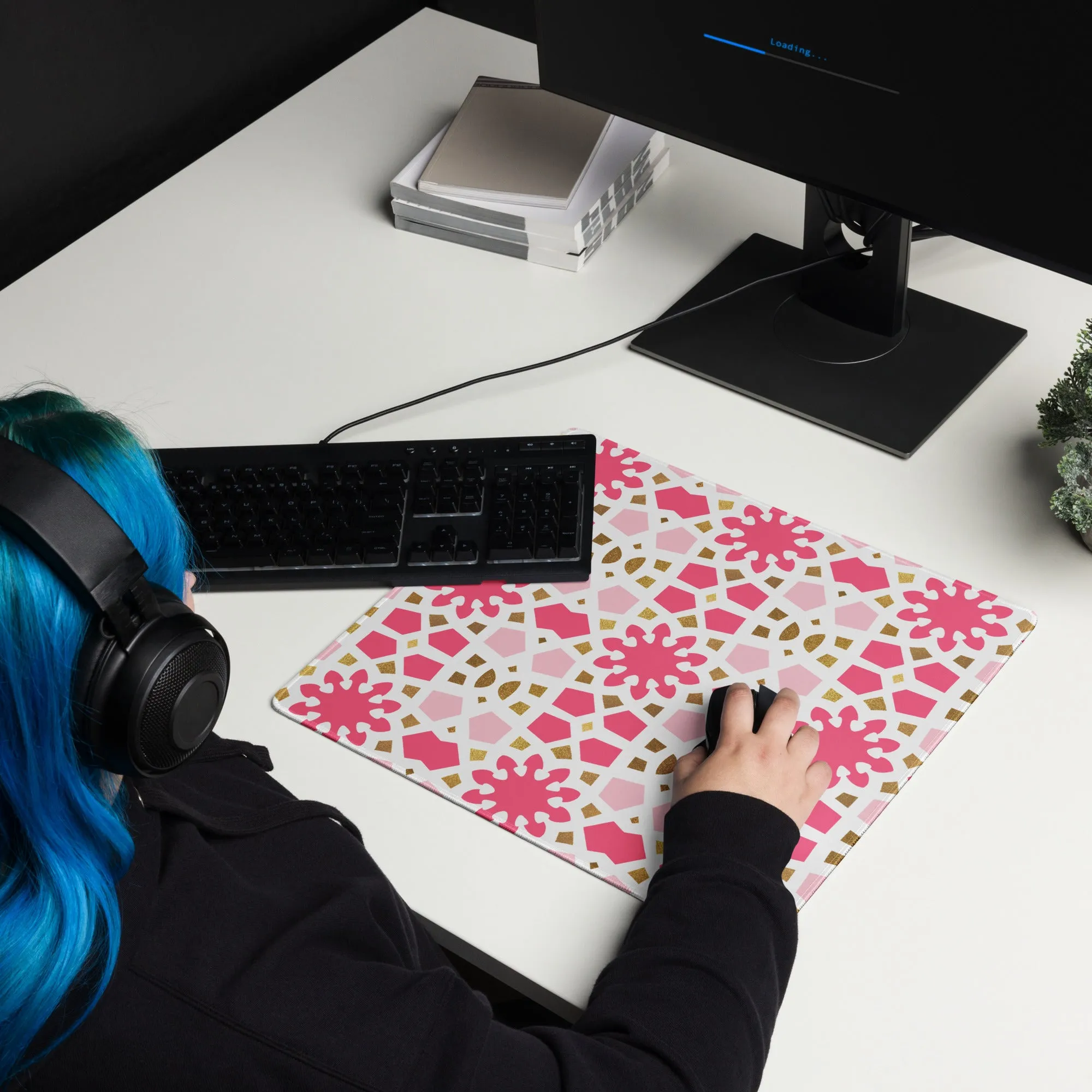 Desk Mat - Geometric Arabesque in Pinks