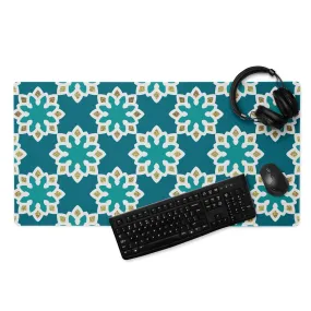 Desk Pad - Arabesque Flower in Aqua