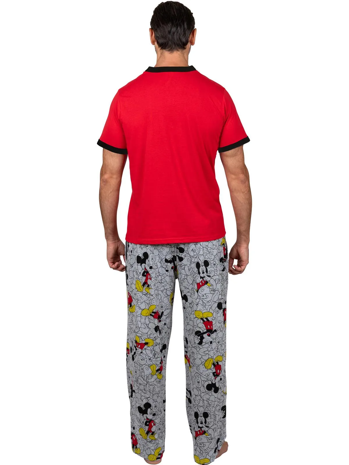 Disney Classic Mickey Mouse Men's Pajama Red Tee and Lounge Pant Set