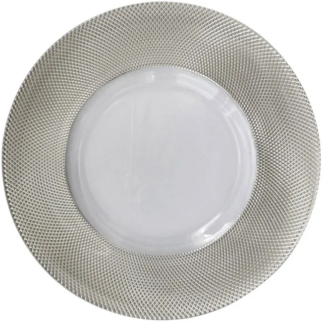 Dotted - Glass Charger Plate in Silver (Item # 0027)