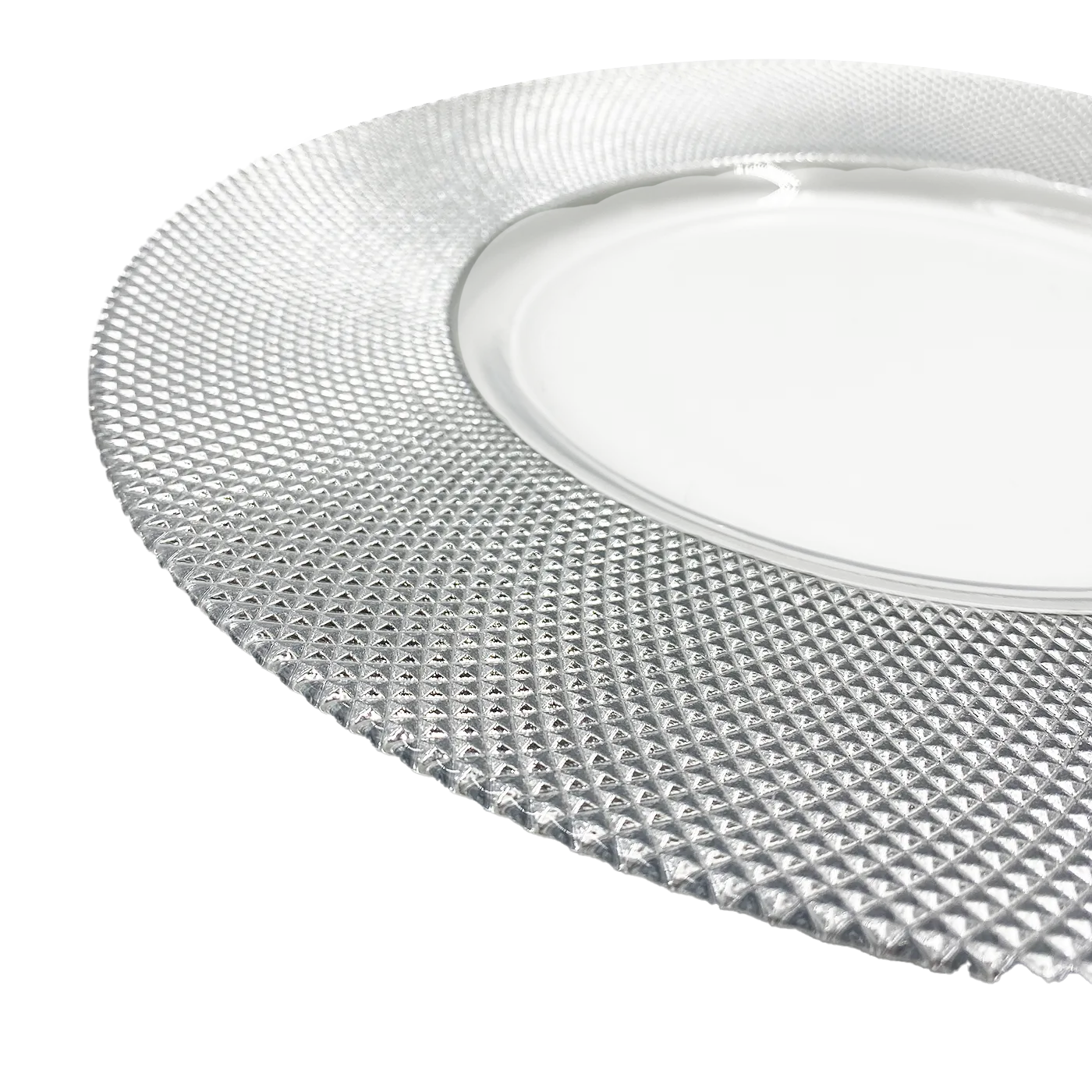 Dotted - Glass Charger Plate in Silver (Item # 0027)