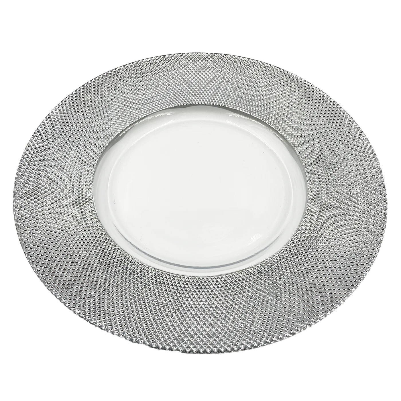 Dotted - Glass Charger Plate in Silver (Item # 0027)