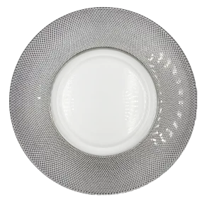 Dotted - Glass Charger Plate in Silver (Item # 0027)