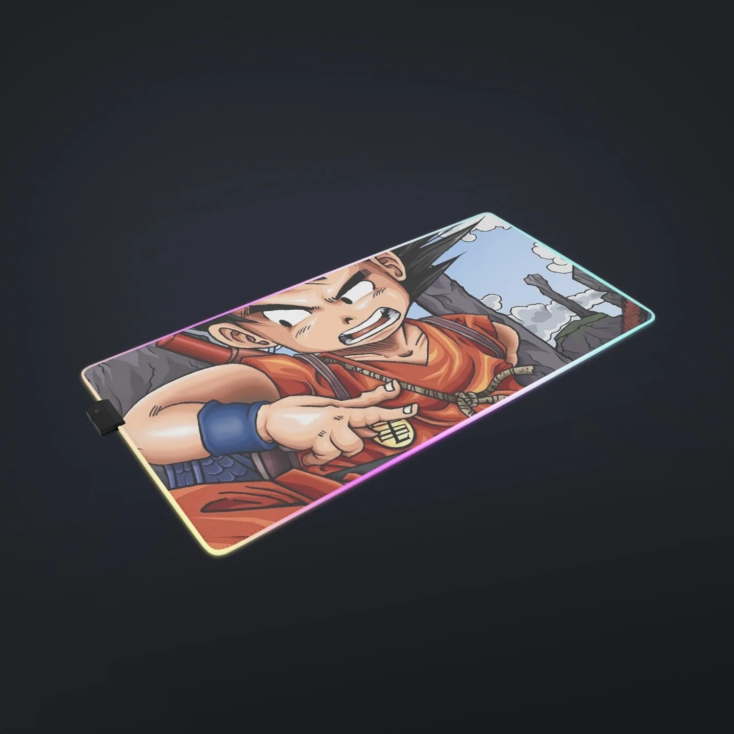 Dragon Ball Anime Angry Kid Goku Sky Clouds Blue 3D cool LED Mouse Pad