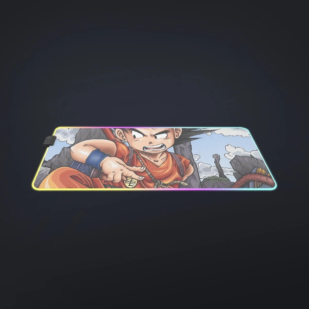 Dragon Ball Anime Angry Kid Goku Sky Clouds Blue 3D cool LED Mouse Pad