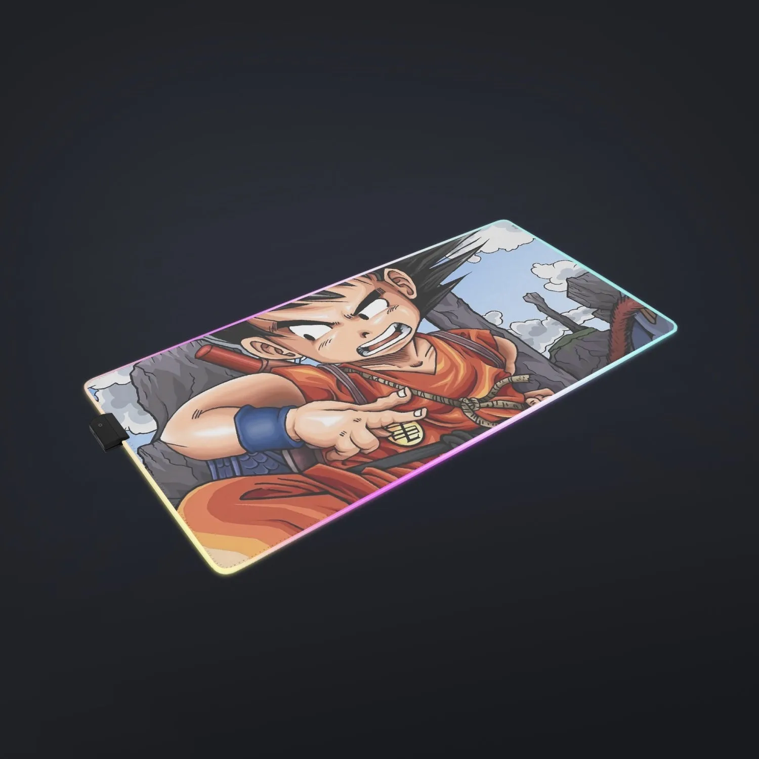 Dragon Ball Anime Angry Kid Goku Sky Clouds Blue 3D cool LED Mouse Pad