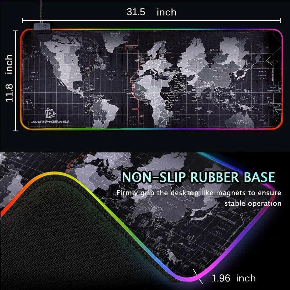 Dragon RGB Gaming Mouse Pad with World Map Design