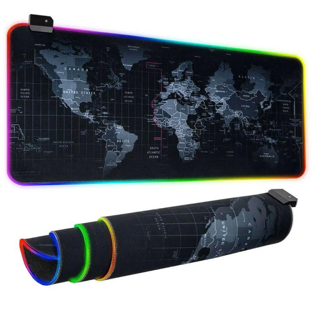 Dragon RGB Gaming Mouse Pad with World Map Design