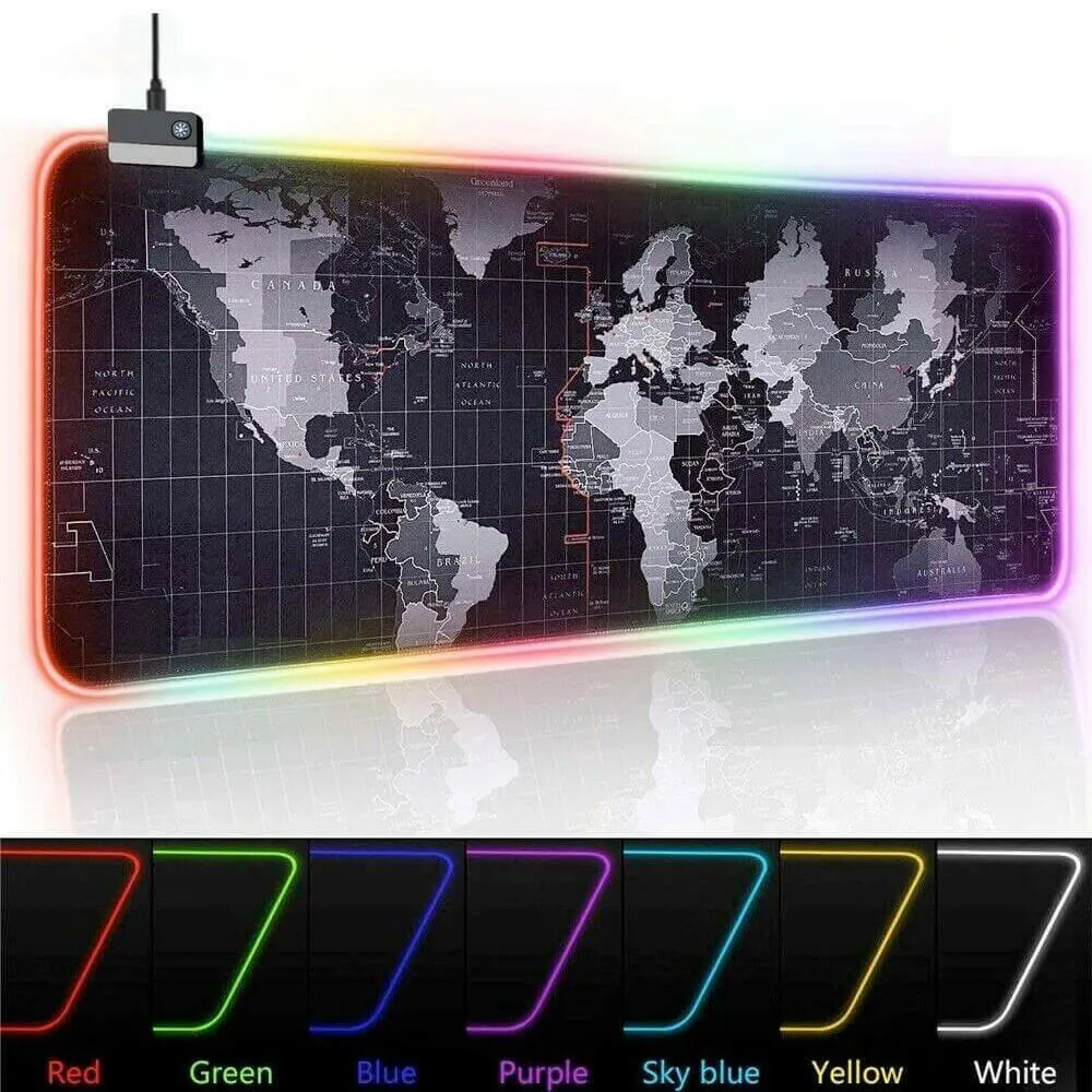 Dragon RGB Gaming Mouse Pad with World Map Design