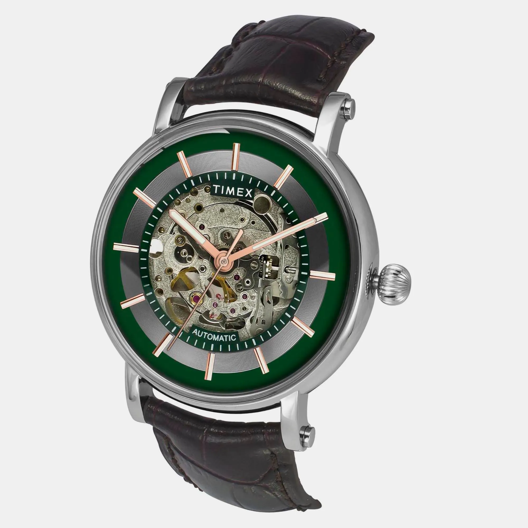 E Class Men's Green Analog Leather Watch TWEG16718