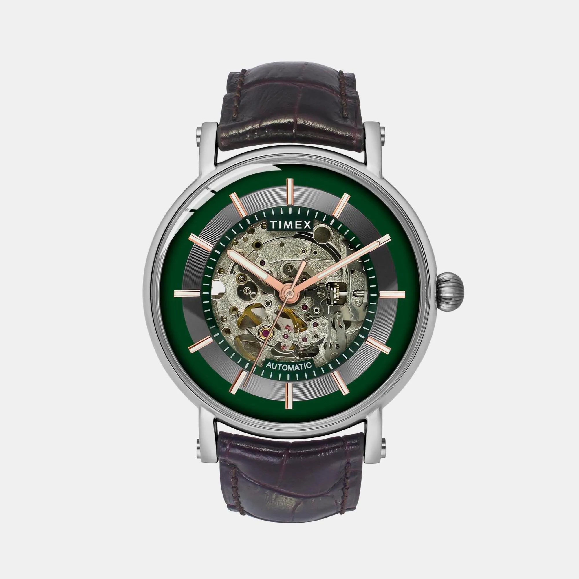 E Class Men's Green Analog Leather Watch TWEG16718