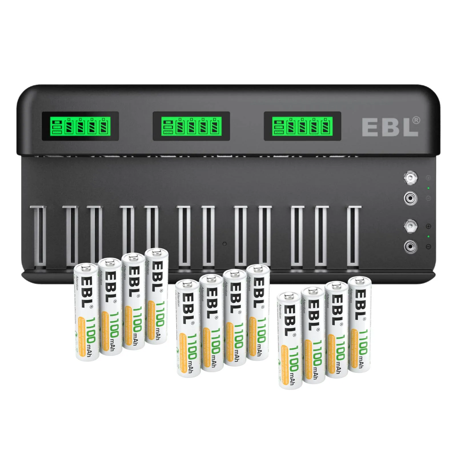 EBL 12 2 Bay Universal Battery Charger and 1.2V AA AAA Ni-Mh Rechargeable Batteries