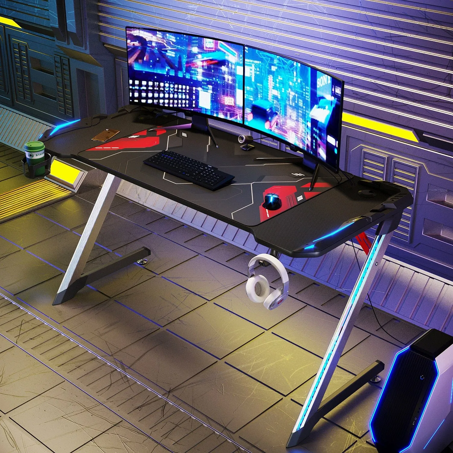 ELEGANT Gaming Desk with RGB Light